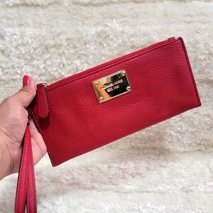 💙Michael Kors Leather Red Long Wallet